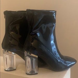 Clear Heel Black Boots